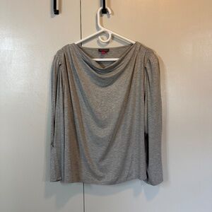 Vince Camuto Drape Neck Knit Top. Size L Heather Gray
